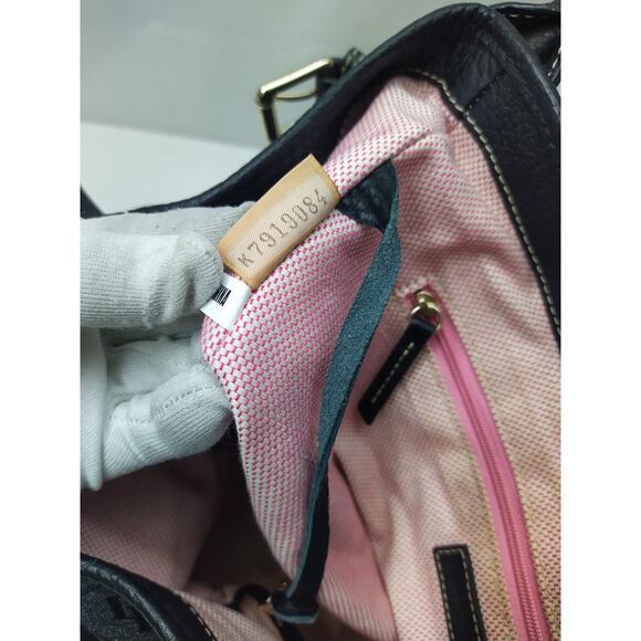 Dooney & Bourke Gray Canvas Leather Trim DB Printed Hook Satchel Shoulder Bag - Picture 12 of 16